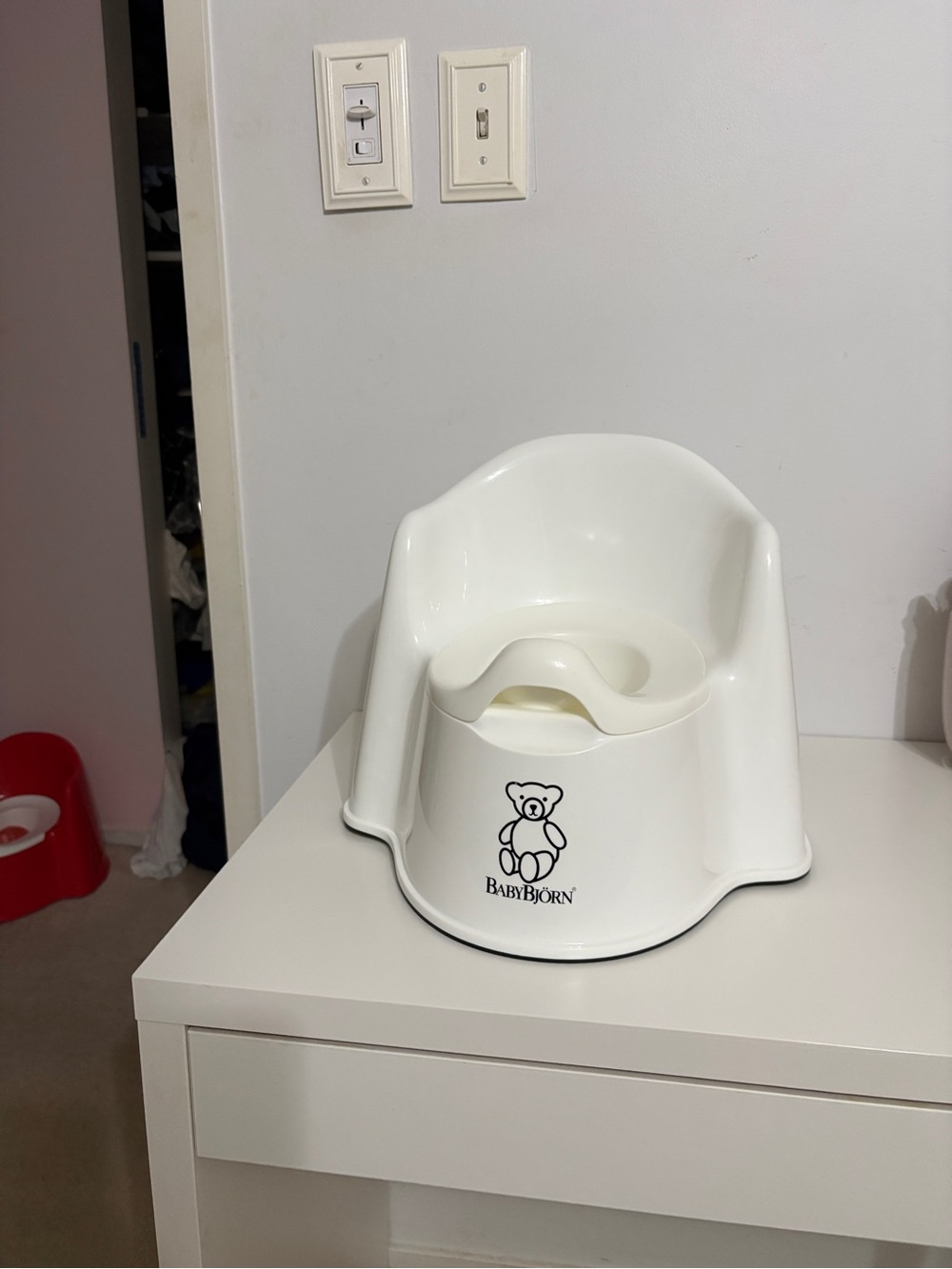 BabyBjorn White Toddler Potty Seat with High Back